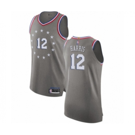 Men's Philadelphia 76ers #12 Tobias Harris Authentic Gray Basketball Jersey - City Edition - Ujersey