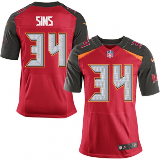 Men's Nike Tampa Bay Buccaneers #34 Charles Sims Elite Red Team Color NFL Jersey