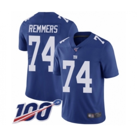 Men's New York Giants #74 Mike Remmers Royal Blue Team Color Vapor Untouchable Limited Player 100th Season Football Jersey - Ujersey