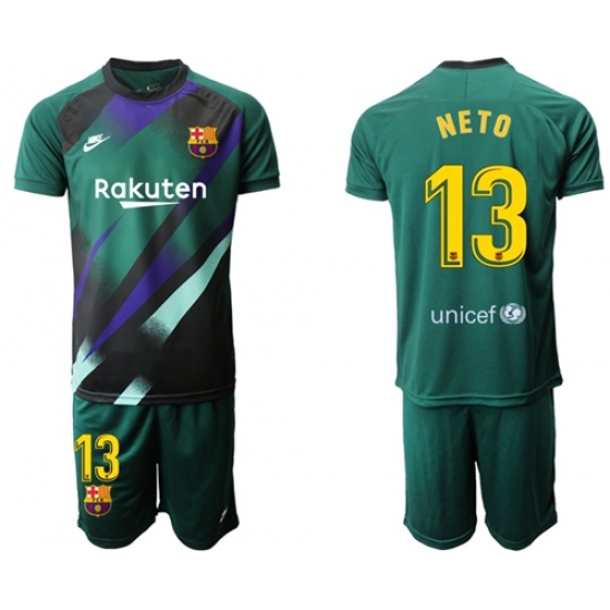 Barcelona #13 Neto Green Goalkeeper Soccer Club Jersey