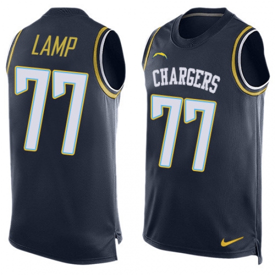 Men's Nike Los Angeles Chargers #77 Forrest Lamp Limited Navy Blue Player Name & Number Tank Top NFL Jersey - Ujersey