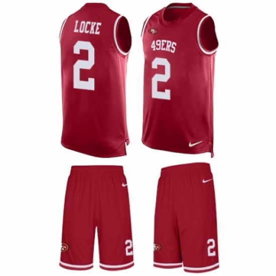 Men's Nike San Francisco 49ers #2 Jeff Locke Limited Red Tank Top Suit NFL Jersey - Ujersey