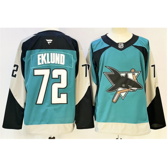 Men's San Jose Sharks #72 William Eklund Teal 2025 Alternate Stitched Hockey Jersey - Ujersey