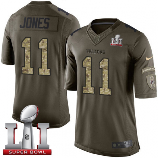 Men's Nike Atlanta Falcons #11 Julio Jones Limited Green Salute to Service Super Bowl LI 51 NFL Jersey - Ujersey