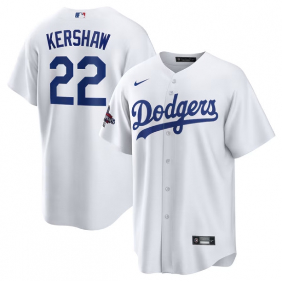 Men's Los Angeles Dodgers #22 Clayton Kershaw White 2024 World Series Champions Home Stitched Baseball Jersey - Ujersey