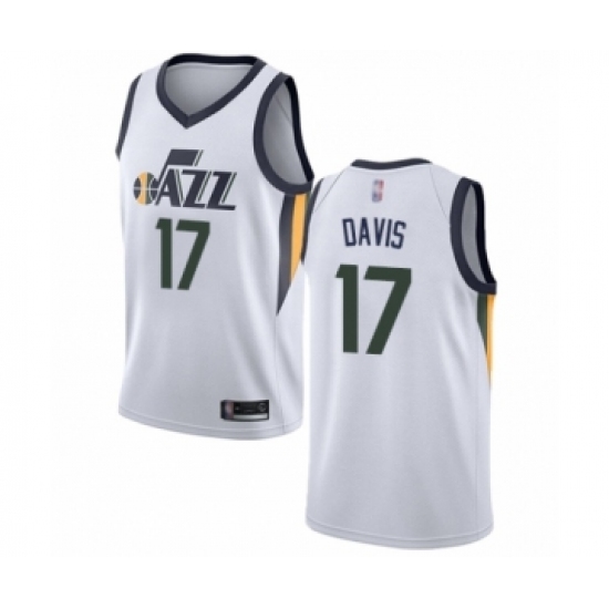 Youth Utah Jazz #17 Ed Davis Swingman White Basketball Jersey - Association Edition - Ujersey