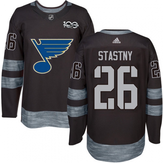 Men's Adidas St. Louis Blues #26 Paul Stastny Authentic Black 1917-2017 100th Anniversary NHL Jersey - Ujersey