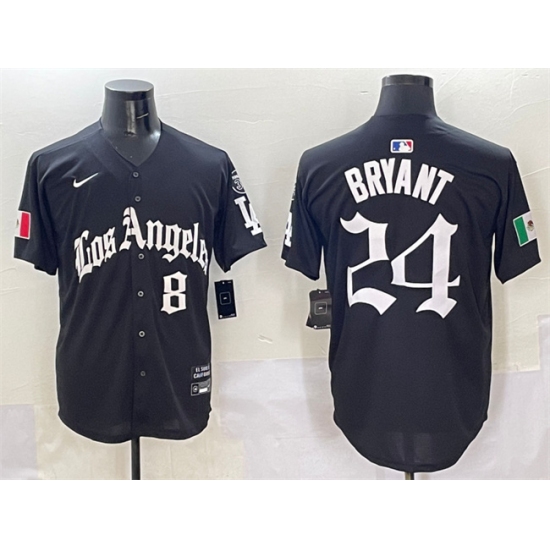 Men's Los Angeles Dodgers Front #8 Back #24 Kobe Bryant Black Mexico 2025 LA Gothic Style With Fernando Vapor Premier Limited Stitched Baseball Jersey - Ujersey