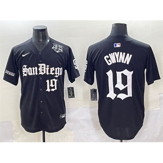 Men's San Diego Padres #19 Tony Gwynn Black Gothic Edition Vapor Limited Stitched Baseball Jersey - Ujersey