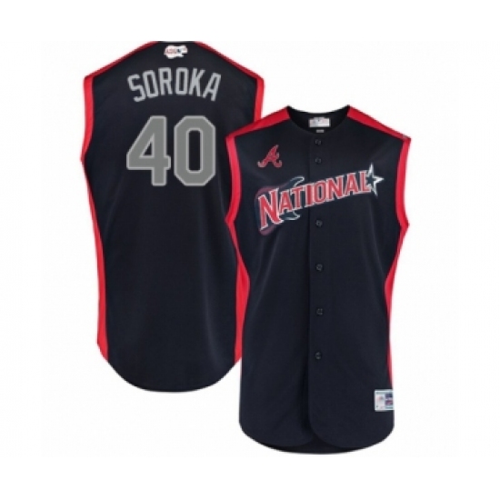 Men's Atlanta Braves #40 Mike Soroka Authentic Navy Blue National League 2019 Baseball All-Star Jersey - Ujersey