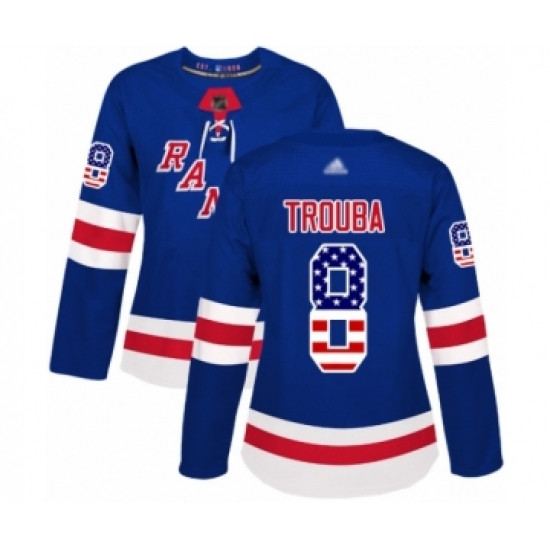 Women's New York Rangers #8 Jacob Trouba Authentic Royal Blue USA Flag Fashion Hockey Jersey - Ujersey