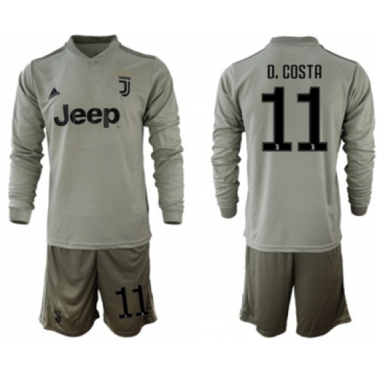 Juventus #11 D.Costa Away Long Sleeves Soccer Club Jersey