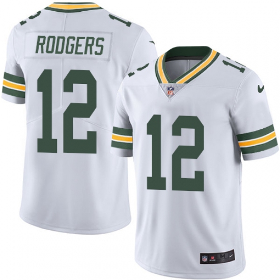 Men's Nike Green Bay Packers #12 Aaron Rodgers White Vapor Untouchable Limited Player NFL Jersey - Ujersey
