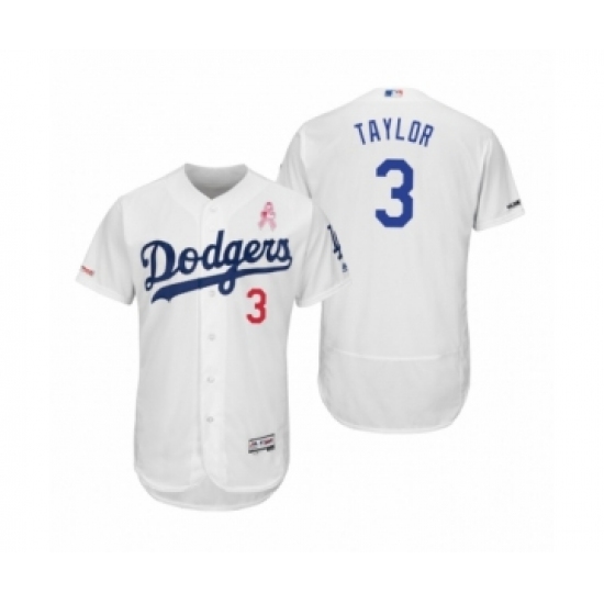 Men's Chris Taylor Los Angeles Dodgers #3 White 2019 Mothers Day Flex Base Home Jersey