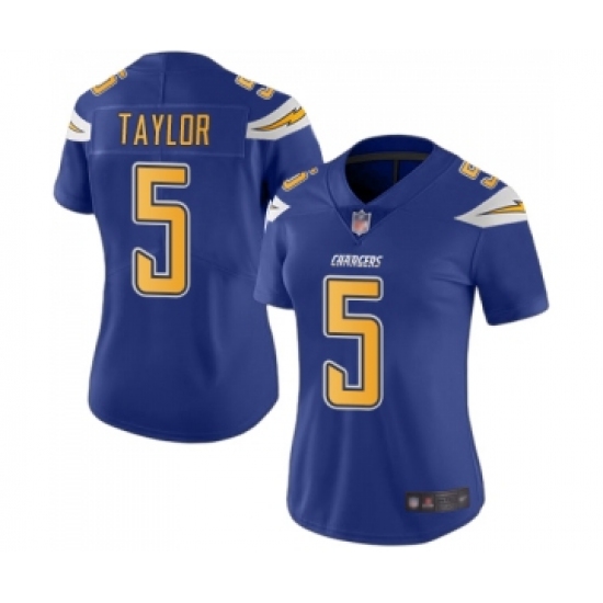 Women's Los Angeles Chargers #5 Tyrod Taylor Limited Electric Blue Rush Vapor Untouchable Football Jersey - Ujersey