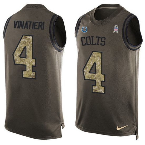 Men's Nike Indianapolis Colts #4 Adam Vinatieri Limited Green Salute to Service Tank Top NFL Jersey - Ujersey