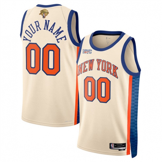 Men's New Yok Knicks Active Player Custom Cream 2026 Finals Patch City Edition Stitched Basketball Jersey - Ujersey
