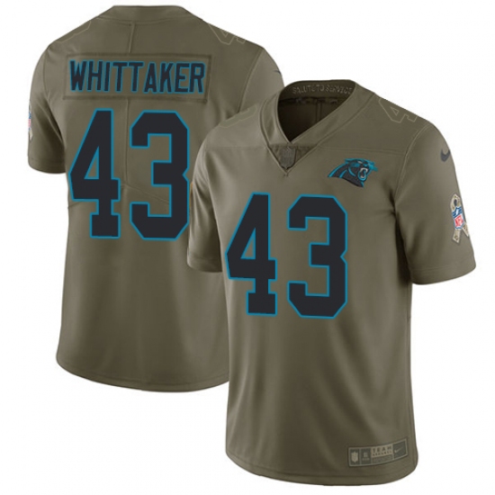 Youth Nike Carolina Panthers #43 Fozzy Whittaker Limited Olive 2017 Salute to Service NFL Jersey - Ujersey
