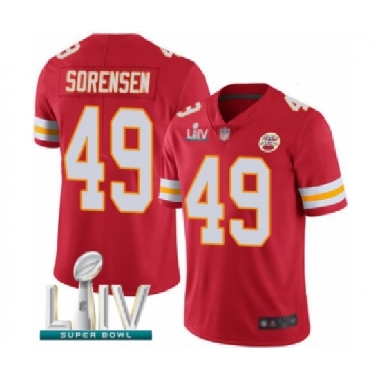 Youth Kansas City Chiefs #49 Daniel Sorensen Red Team Color Vapor Untouchable Limited Player Super Bowl LIV Bound Football Jersey - Ujersey