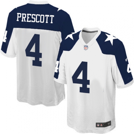 Men's Nike Dallas Cowboys #4 Dak Prescott Game White Throwback Alternate NFL Jersey - Ujersey