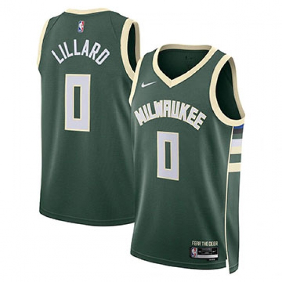 Nike Men's Milwaukee Bucks #0 Damian Lillard Green Statement Dri-FIT Swingman Jersey - Ujersey