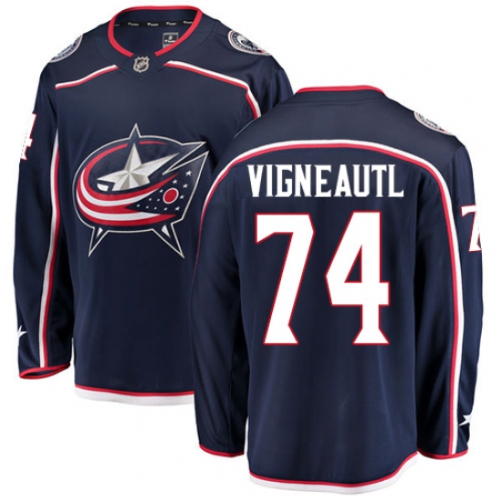 Youth Columbus Blue Jackets #74 Sam Vigneault Authentic Navy Blue Home Fanatics Branded Breakaway NHL Jersey - Ujersey