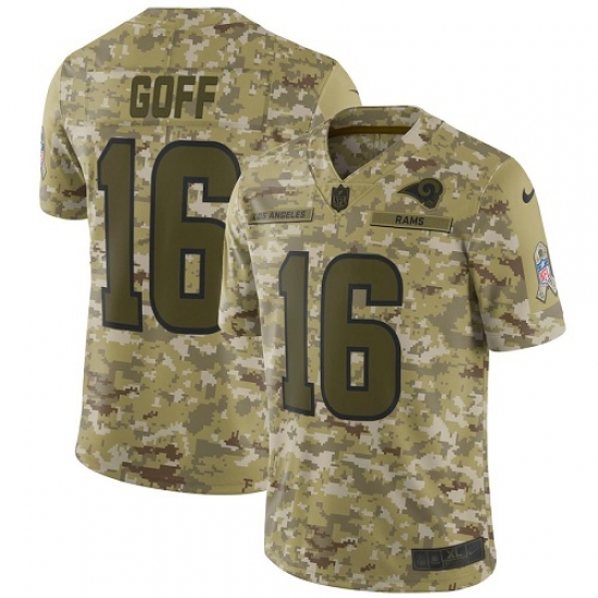 Youth Nike Los Angeles Rams #16 Jared Goff Limited Camo 2018 Salute to Service NFL Jersey - Ujersey