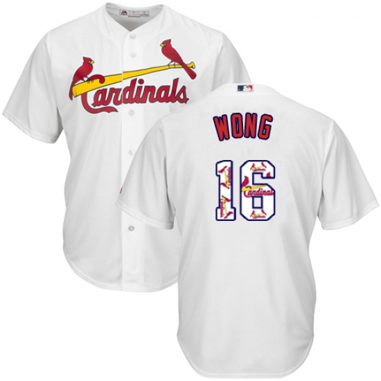 Men's Majestic St. Louis Cardinals #16 Kolten Wong Authentic White Team Logo Fashion Cool Base MLB Jersey - Ujersey