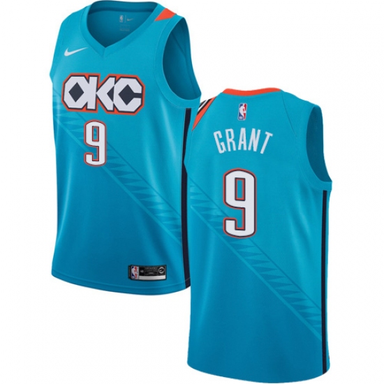 Women's Nike Oklahoma City Thunder #9 Jerami Grant Swingman Turquoise NBA Jersey - City Edition - Ujersey