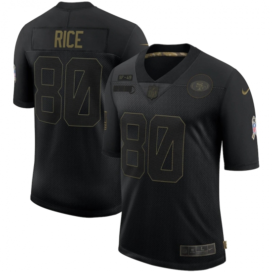 Men's San Francisco 49ers #80 Jerry Rice Black 2020 Salute To Service Limited Jersey - Ujersey