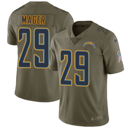 Men's Nike Los Angeles Chargers #29 Craig Mager Limited Olive 2017 Salute to Service NFL Jersey - Ujersey