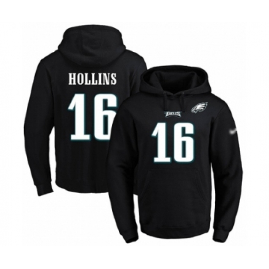 Football Men's Philadelphia Eagles #16 Mack Hollins Black Name & Number Pullover Hoodie - Ujersey