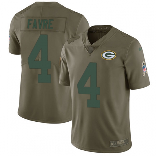 Men's Nike Green Bay Packers #4 Brett Favre Limited Olive 2017 Salute to Service NFL Jersey - Ujersey