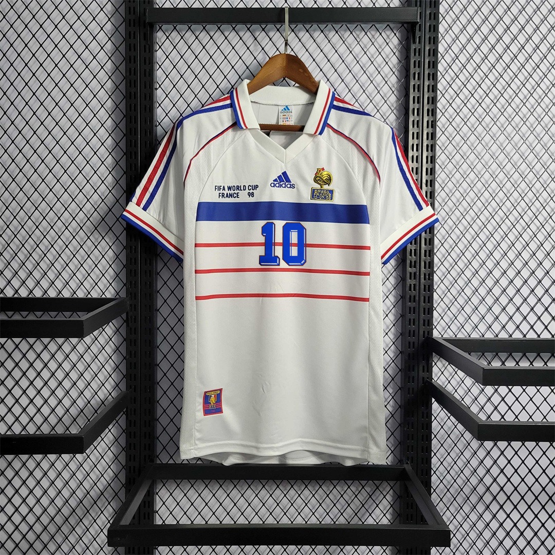 Zidane#10 France Retro Soccer Jersey Away Shirt World Cup1998