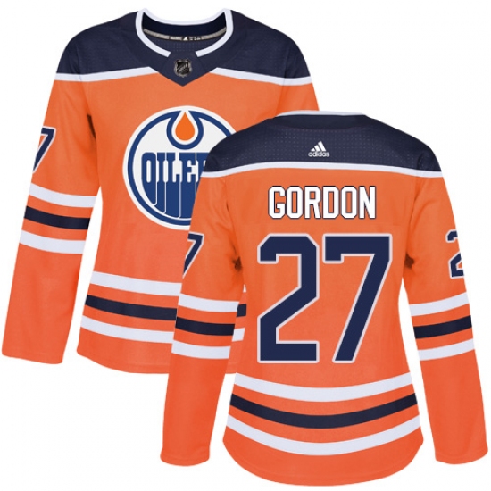 Women's Adidas Edmonton Oilers #27 Boyd Gordon Authentic Orange Home NHL Jersey - Ujersey
