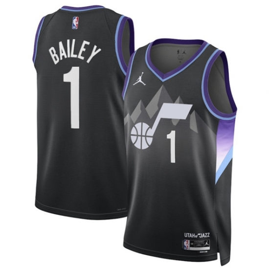 Men's Utah Jazz #1 Ace Bailey Black 2024-25 Draft Statement Edition Stitched Basketball Jersey - Ujersey