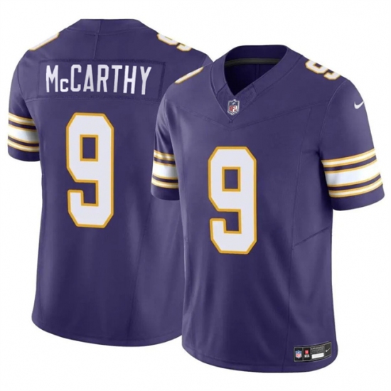 Men's Minnesota Vikings #9 J.J. McCarthy Purple 2024 Draft F.U.S.E. Throwback Vapor Untouchable Limited Football Stitched Jersey - Ujersey