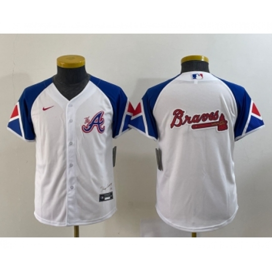 Youth Atlanta Braves Big Logo White 2023 City Connect Cool Base Stitched Jersey - Ujersey