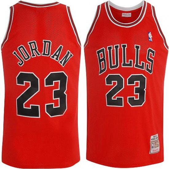 Men's Mitchell and Ness Chicago Bulls #23 Michael Jordan Swingman Red Throwback NBA Jersey - Ujersey