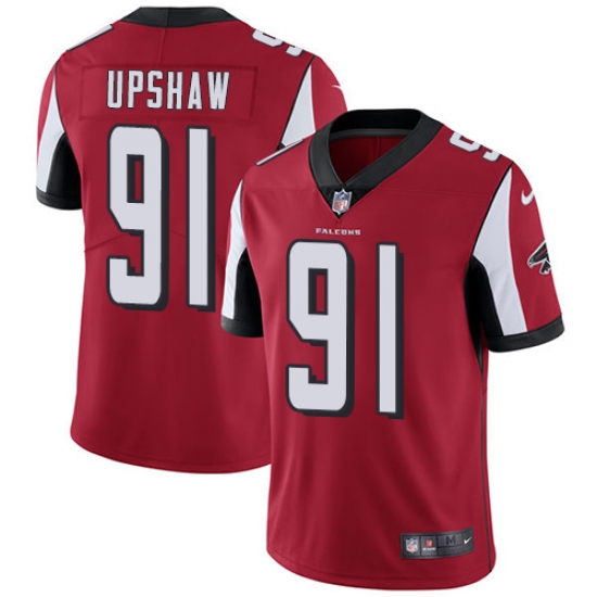 Men's Nike Atlanta Falcons #91 Courtney Upshaw Red Team Color Vapor Untouchable Limited Player NFL Jersey - Ujersey