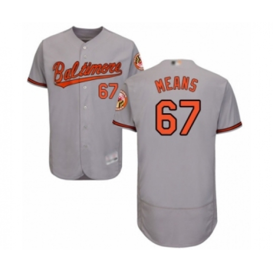 Men's Baltimore Orioles #67 John Means Grey Road Flex Base Authentic Collection Baseball Jersey - Ujersey