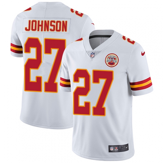 Men's Nike Kansas City Chiefs #27 Larry Johnson White Vapor Untouchable Limited Player NFL Jersey - Ujersey