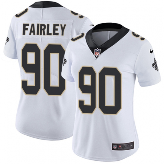 Women's Nike New Orleans Saints #90 Nick Fairley White Vapor Untouchable Limited Player NFL Jersey - Ujersey
