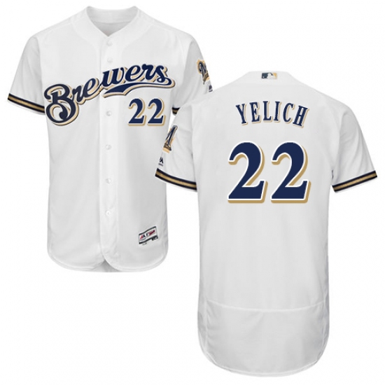 Men's Milwaukee Brewers #22 Christian Yelich White Flexbase Authentic Collection Stitched MLB Jersey - Ujersey