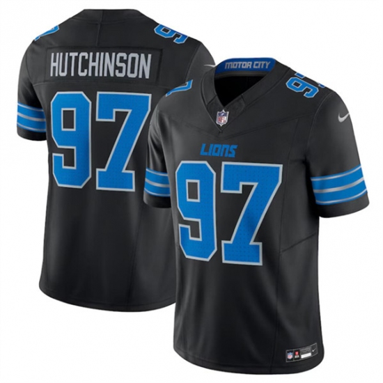 Men's Detroit Lions #97 Aidan Hutchinson Black 2024 F.U.S.E. 2nd Alternate Vapor Limited Stitched Jersey - Ujersey