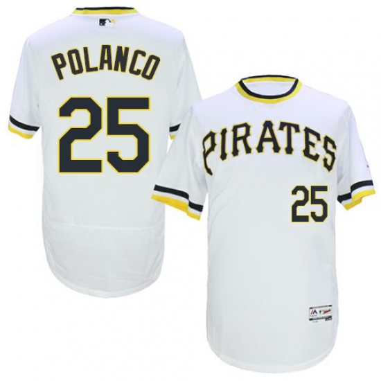 Men's Majestic Pittsburgh Pirates #25 Gregory Polanco White Flexbase Authentic Collection Cooperstown MLB Jersey - Ujersey