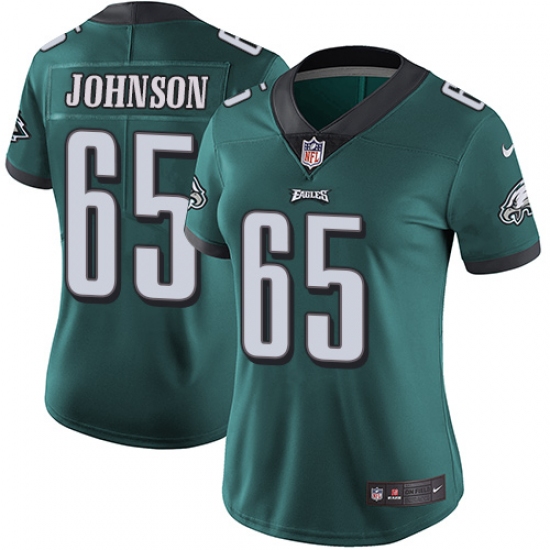 Women's Nike Philadelphia Eagles #65 Lane Johnson Midnight Green Team Color Vapor Untouchable Limited Player NFL Jersey