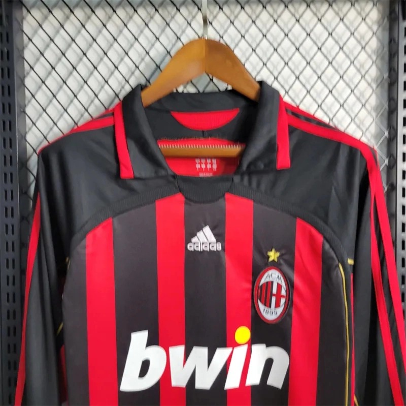 AC Milan Retro Soccer Jersey Home Long Sleeve Custom Shirt 2006/07 - U-jersey