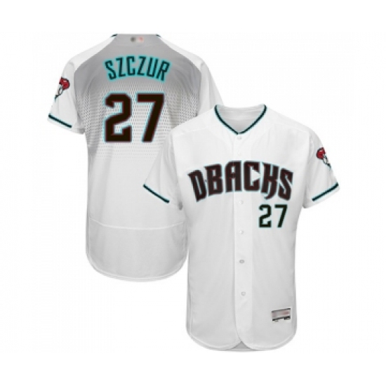 Men's Arizona Diamondbacks #27 Matt Szczur White Teal Alternate Authentic Collection Flex Base Baseball Jersey - Ujersey
