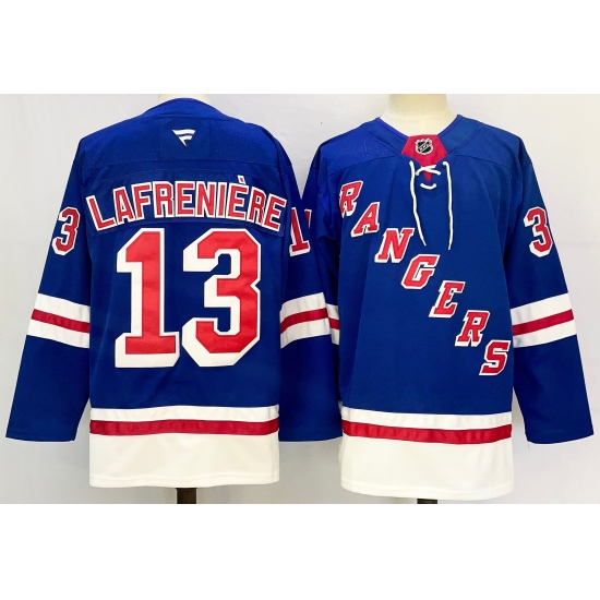 Men's New York Rangers #13 Alexis Lafreniere Royal 2024-25 Home With A Stitched Hockey Jersey - Ujersey